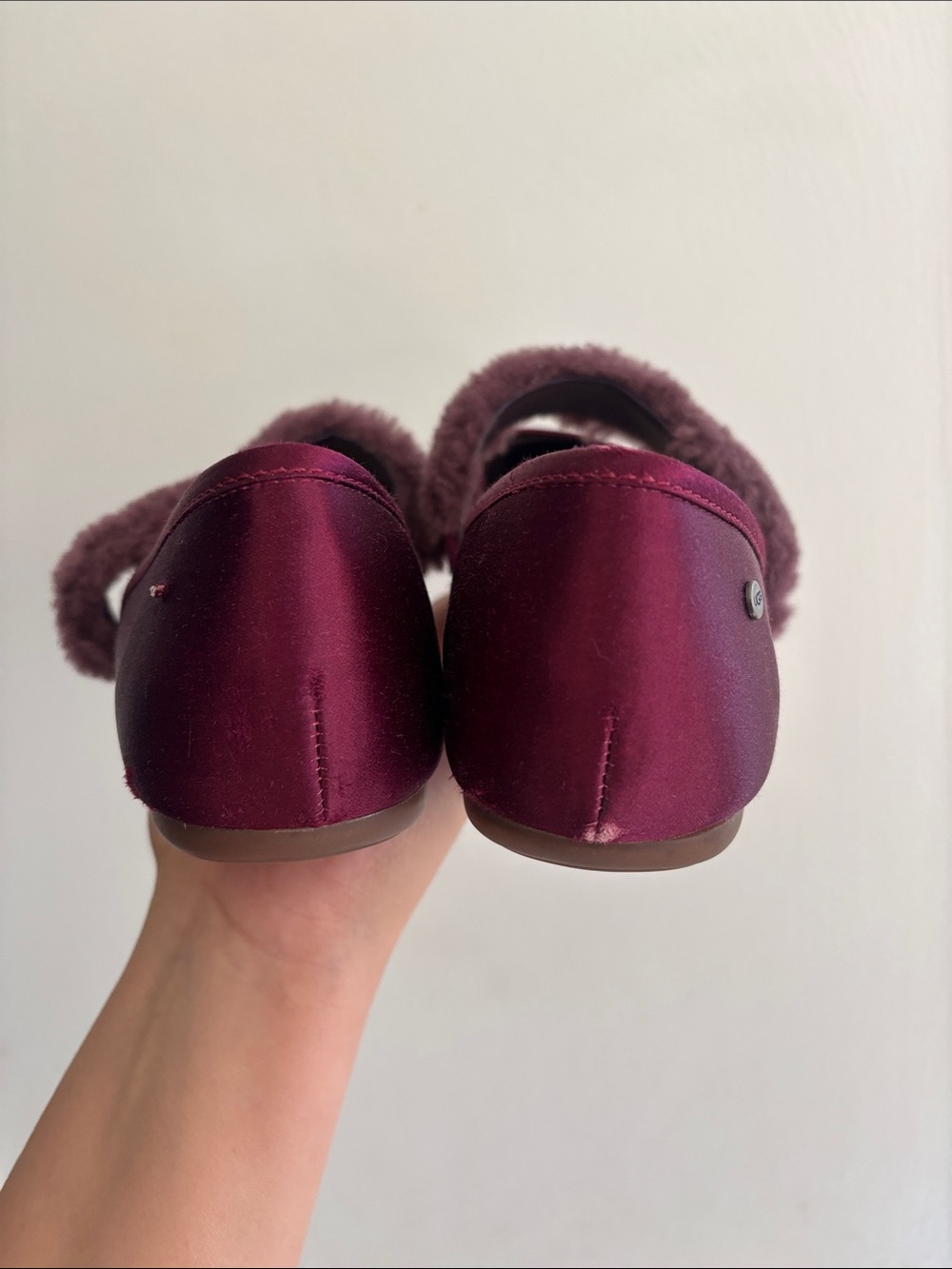 UGG Women's Wine Mary Jane Flats with Shearling Strap - Picture 9 of 10
